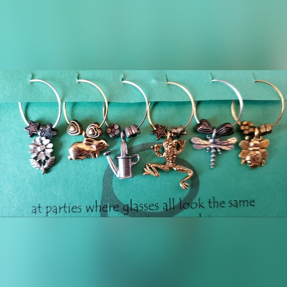 Garden Themed Wine Glass Charms The Original 'that wine is mine!' Set Of 6 New - Picture 5 of 8